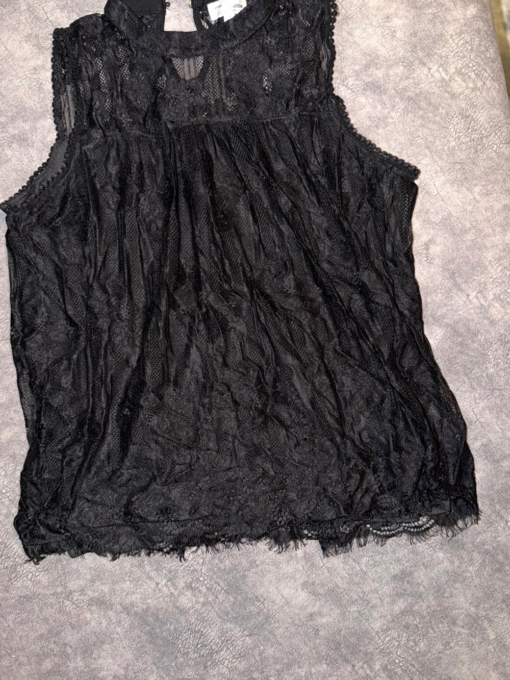 Black Lace Sleeveless Shell Top 1X